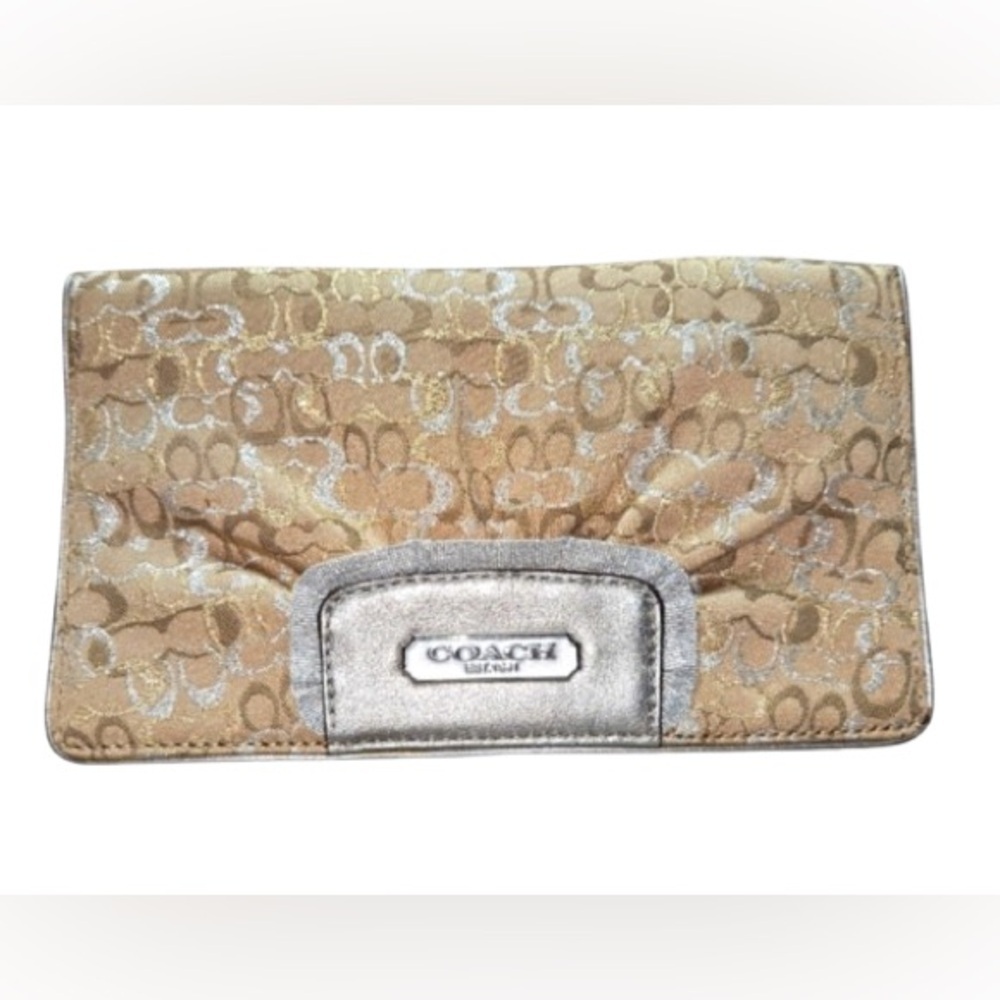 Coach Optic Lurex Clutch Cream & Gold Crossbody Clutch Y2K - Picture 5 of 8
